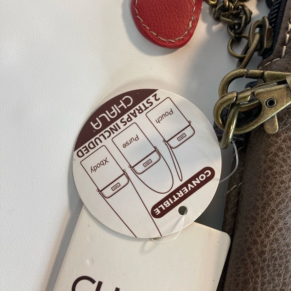 Chala Guitar Cellphone Brown Crossbody Purse Pouch Convertible Straps New w Tags - Picture 3 of 5